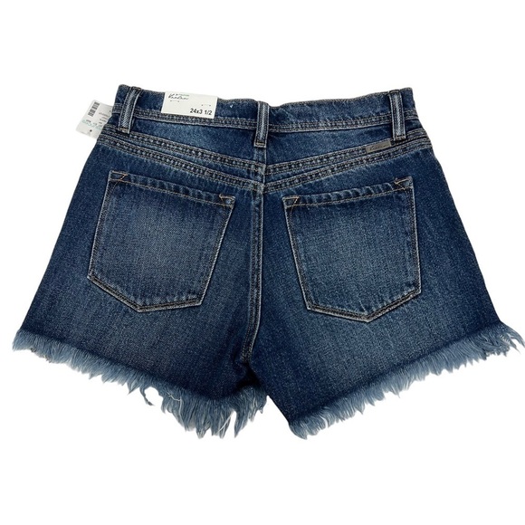 NWT KanCan Junior Women’s MOM Blue Jean Shorts Sz 1 Button Fly Distress Stretch - Picture 2 of 11